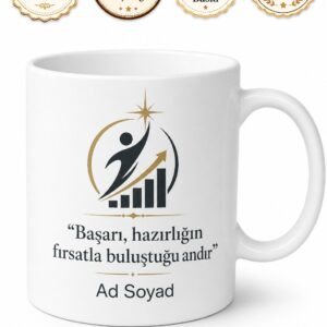 Meslek Logosu Baskılı Yeni İş Ve Terfi Hediyesi Şık Kupa Bardak Hediye