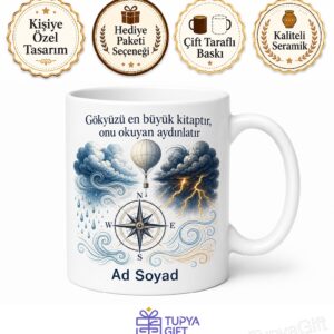 Meteoroloğa Hediye Hava Tahmin Balonu Fırtına Takibi Rüzgar Gülü Hava Olayları Kupa Bardak