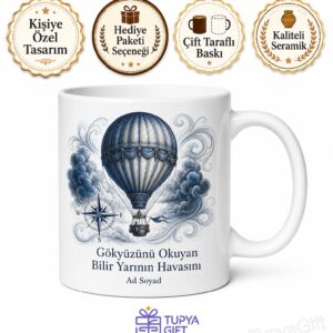 Meteoroloji Uzmanına Hava Tahmin Balonu Fırtına Takibi Rüzgar Gülü Hava Olayı Kupa Bardak Hediye