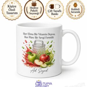 Meyve Ezenlere Cam Rende Elma Püresi Vitamin Deposu Kupa Bardak Hediye