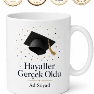 Mezuniyet Kep Fırlatma Üniversite Bitti Kupa Bardak Mezun Hediye