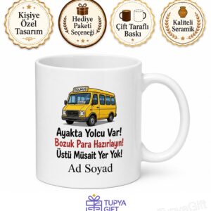 Minibüs Sürücüsü Toplu Taşıma Temalı Komik Baskılı Porselen Kupa Bardak Hediye