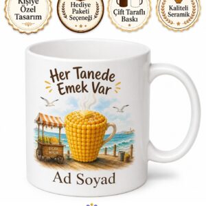 Mısırcıya Hediye Tuzlu Bardakta Mısır Sahil Keyfi Haşlanmış Süt Mısır Baskılı Kupa Bardak