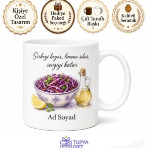 Mor Lahana Salatası Yapan Annelere Sirkeli Limonlu Kupa Bardak Hediye