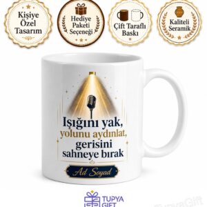 Motivasyon Konuşmacısına Hediye Başarı İlham Sahne Işığı Liderlik Vizyonu Baskılı Kupa Bardak