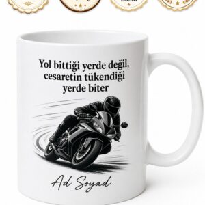 Motosiklet Viraj Sürücü İki Teker Rüzgar Aşkı Kupa Bardak Hediye
