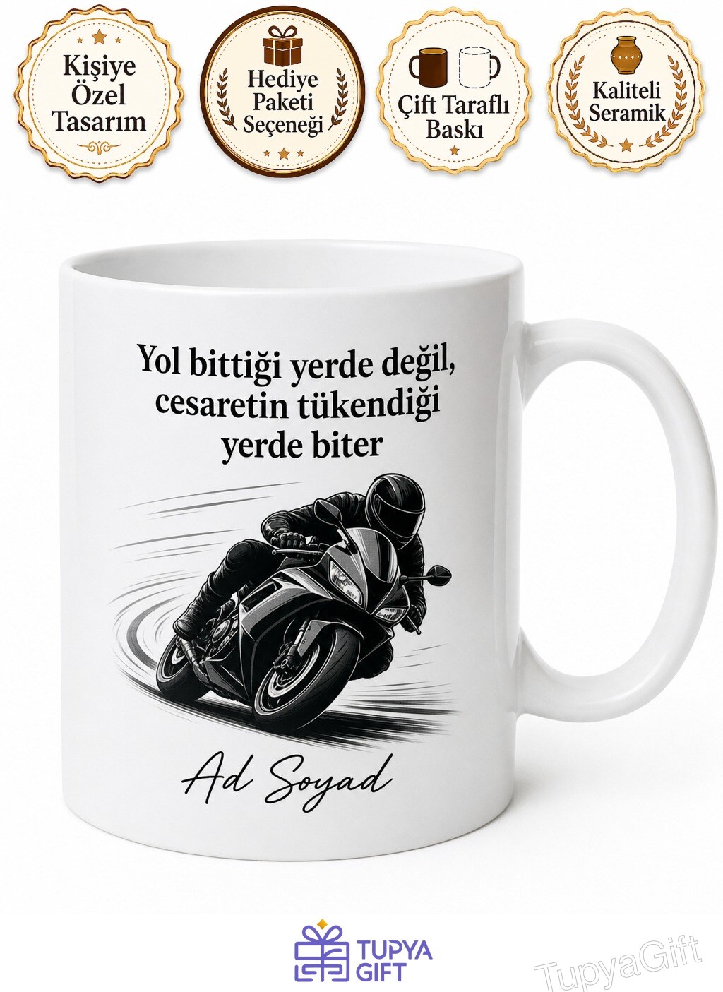 Motosiklet Viraj Sürücü İki Teker Rüzgar Aşkı Kupa Bardak Hediye