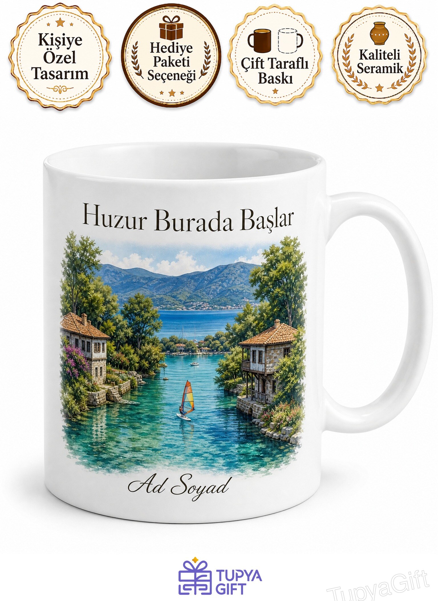Muğla Ula Akyaka Azmak Nehri Gökova Körfezi Sakin Şehir Kupa Bardak Hediye