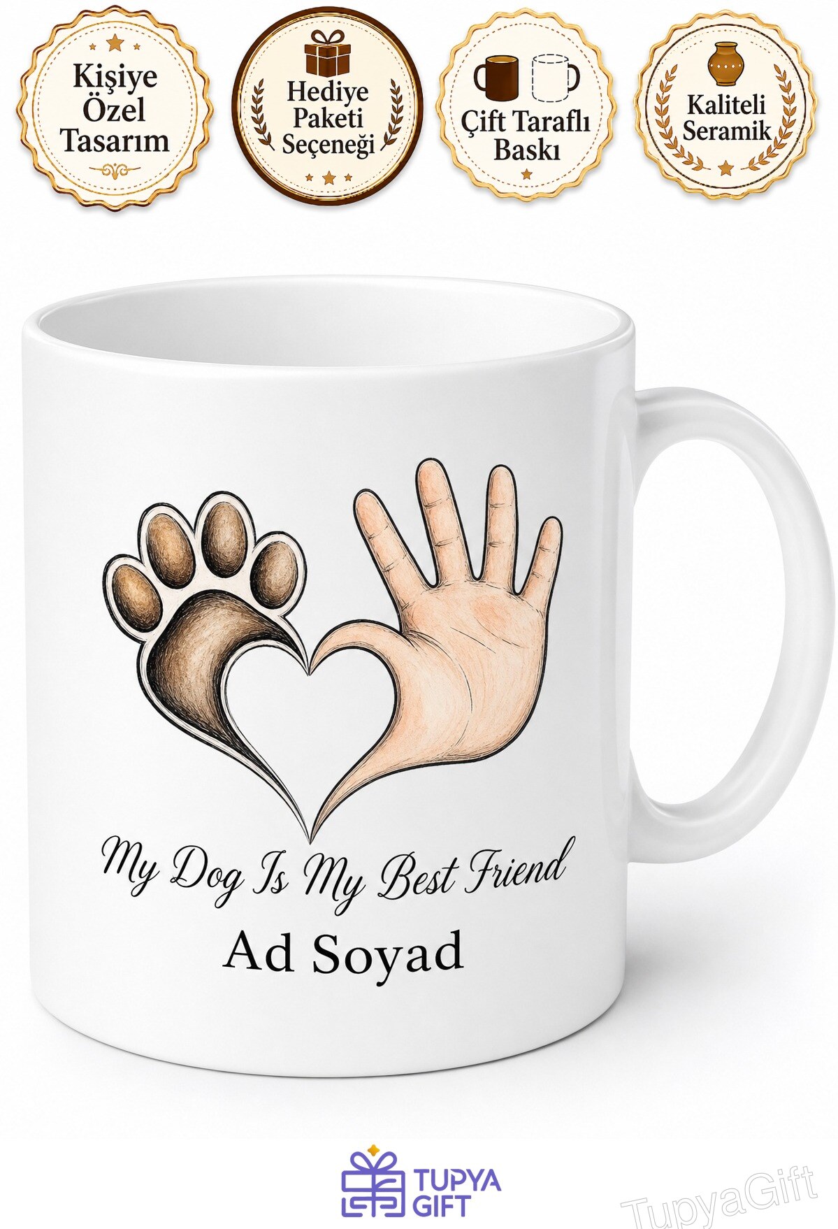 My Dog Is My Best Friend Yazılı Köpek Sevgisi İngilizce Porselen Kupa Bardak Hediye