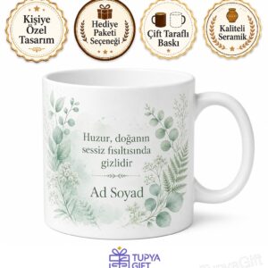 Nane Yeşili Doğal Tasarımlı Huzur Veren Dingin Kahve Kupası Hediye Bardak