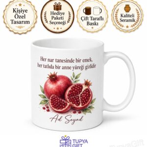 Nar Tatlısı Yapan Annelere Narlı Kupalar Kupa Bardak Hediye Anneye Özel