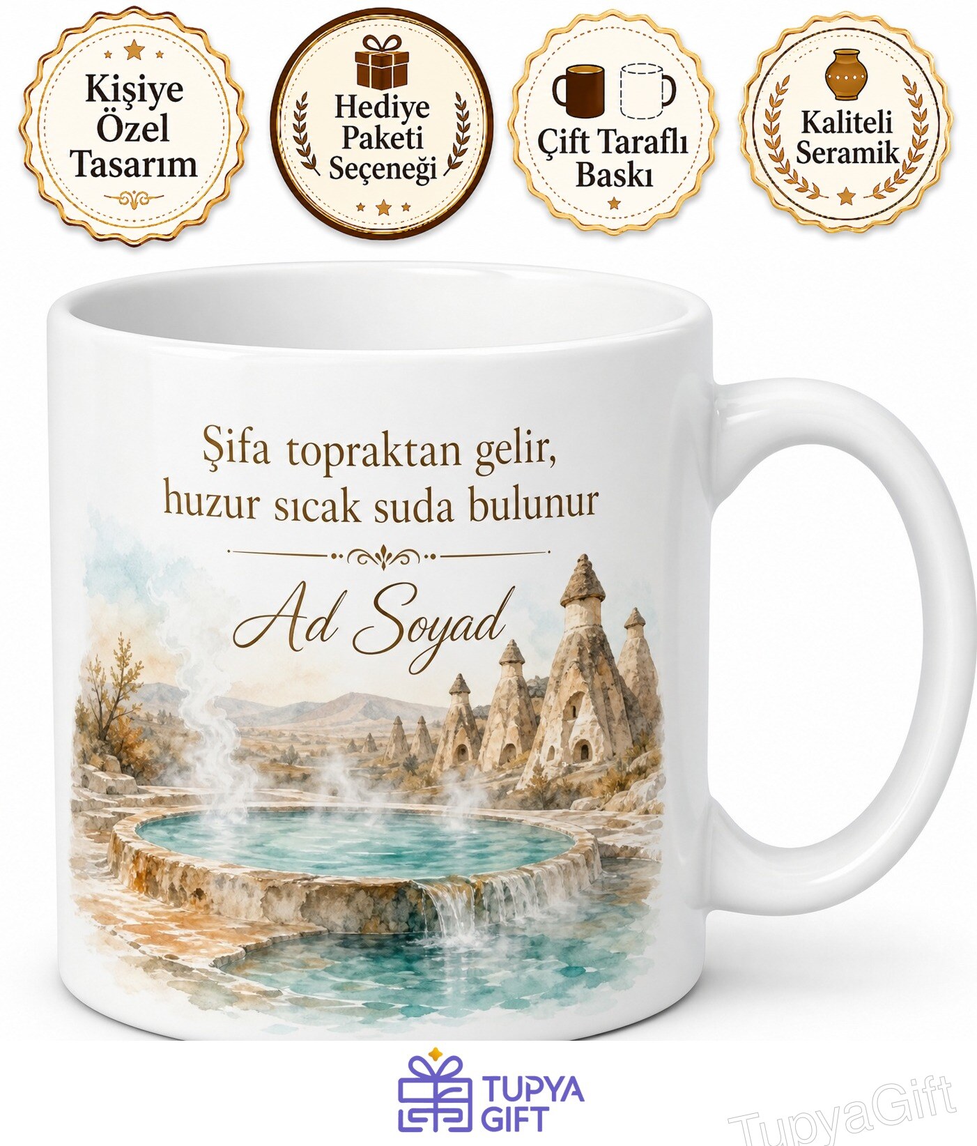 Nevşehir Kozaklı Kaplıcaları Termal Şifa Suları Kapadokya Hatıra Hediye Kupa Bardak