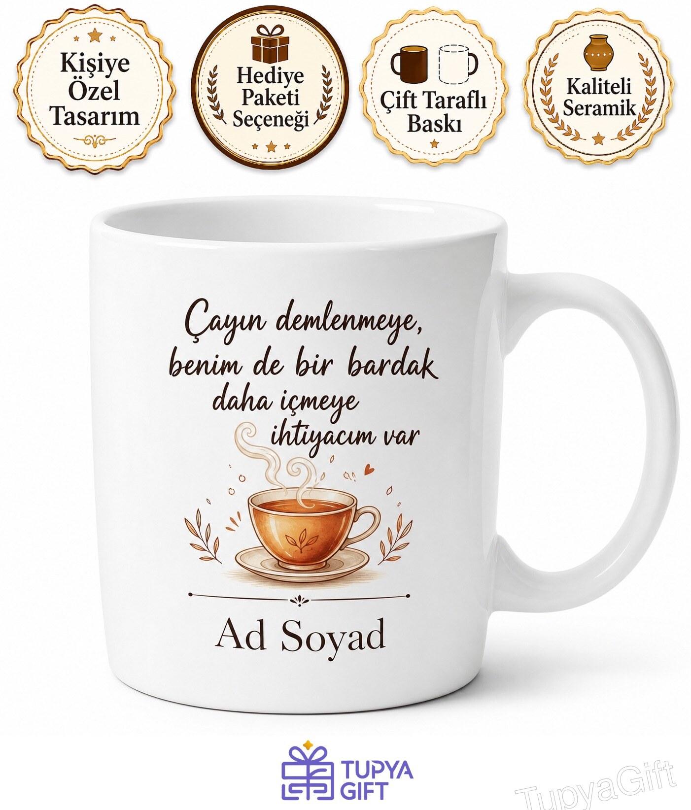 Ofis Tiryaki Kupa Çay Makinesi Temalı Baskılı Bardak Hediye