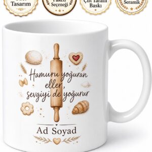 Oklava Kullananlara Özel Baskılı Kupa Bardak Baklava Oklavası Hediye