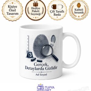 Olay Yeri İnceleme Parmak İzi Büyüteç Detaycı Gözler Kupa Bardak Hediye