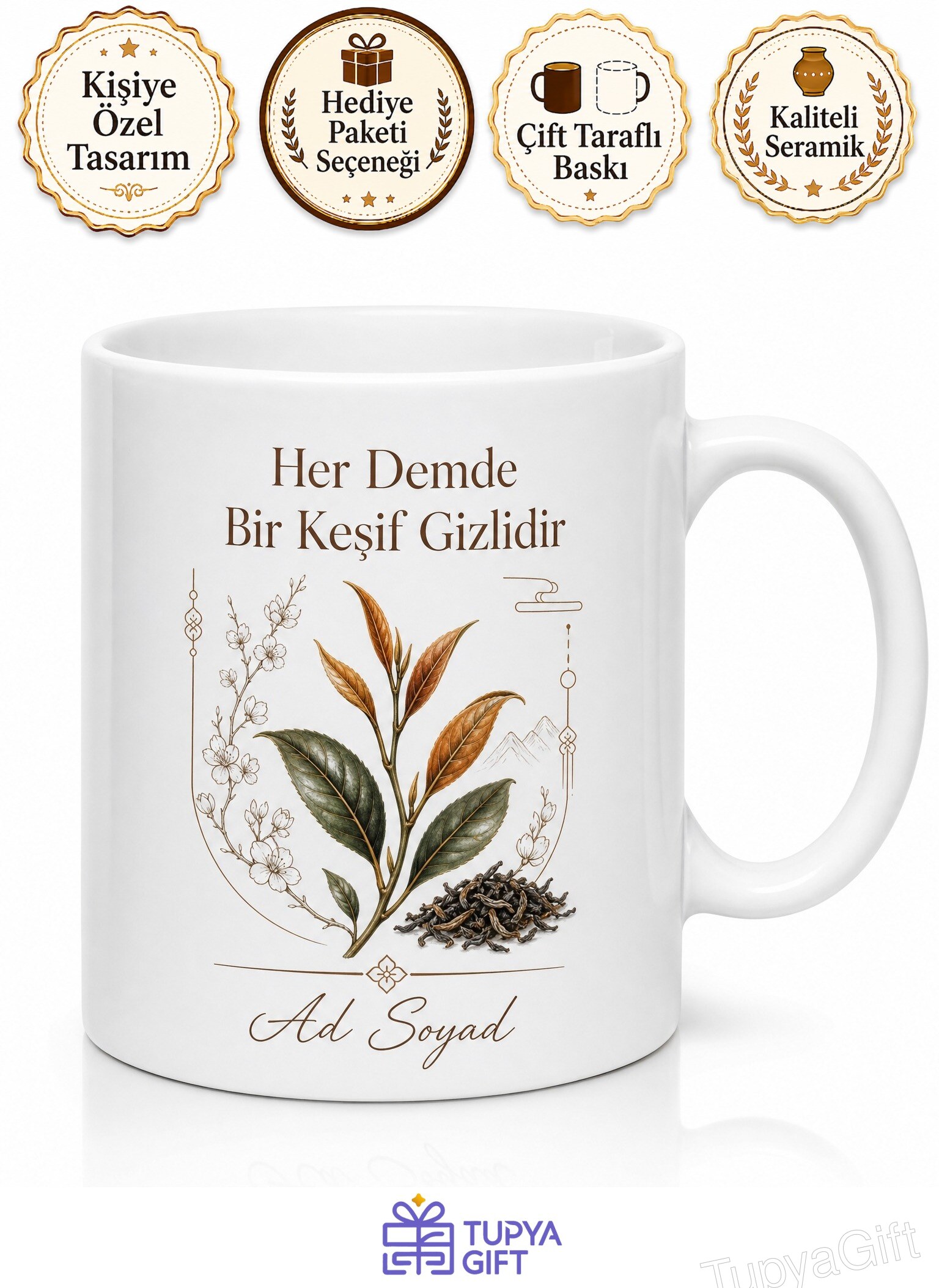 Oolong Çayı İçenlere Egzotik Çay Kupa Bardak Özel Tasarım Hediye