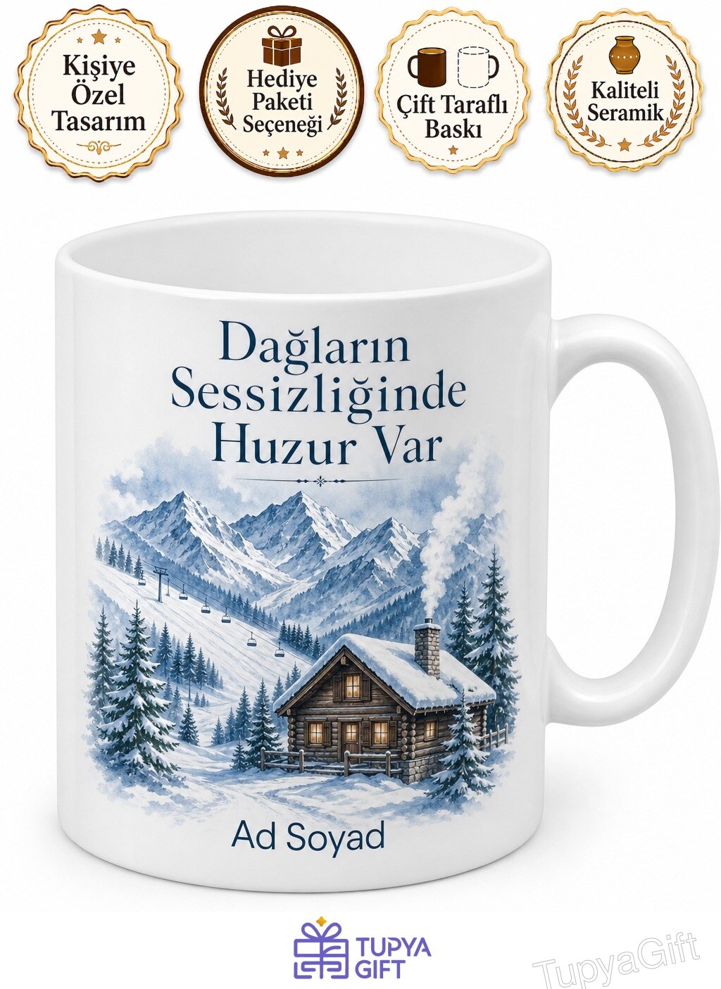 Ordu Kabadüz Çambaşı Yaylası Kayak Merkezi Kış Sporları Kar Manzarası Kupa Bardak Hediye