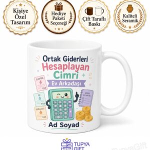 Ortak Giderleri Hesaplayan Cimri Ev Arkadaşı Çay Kupası Komik Hediye Bardak