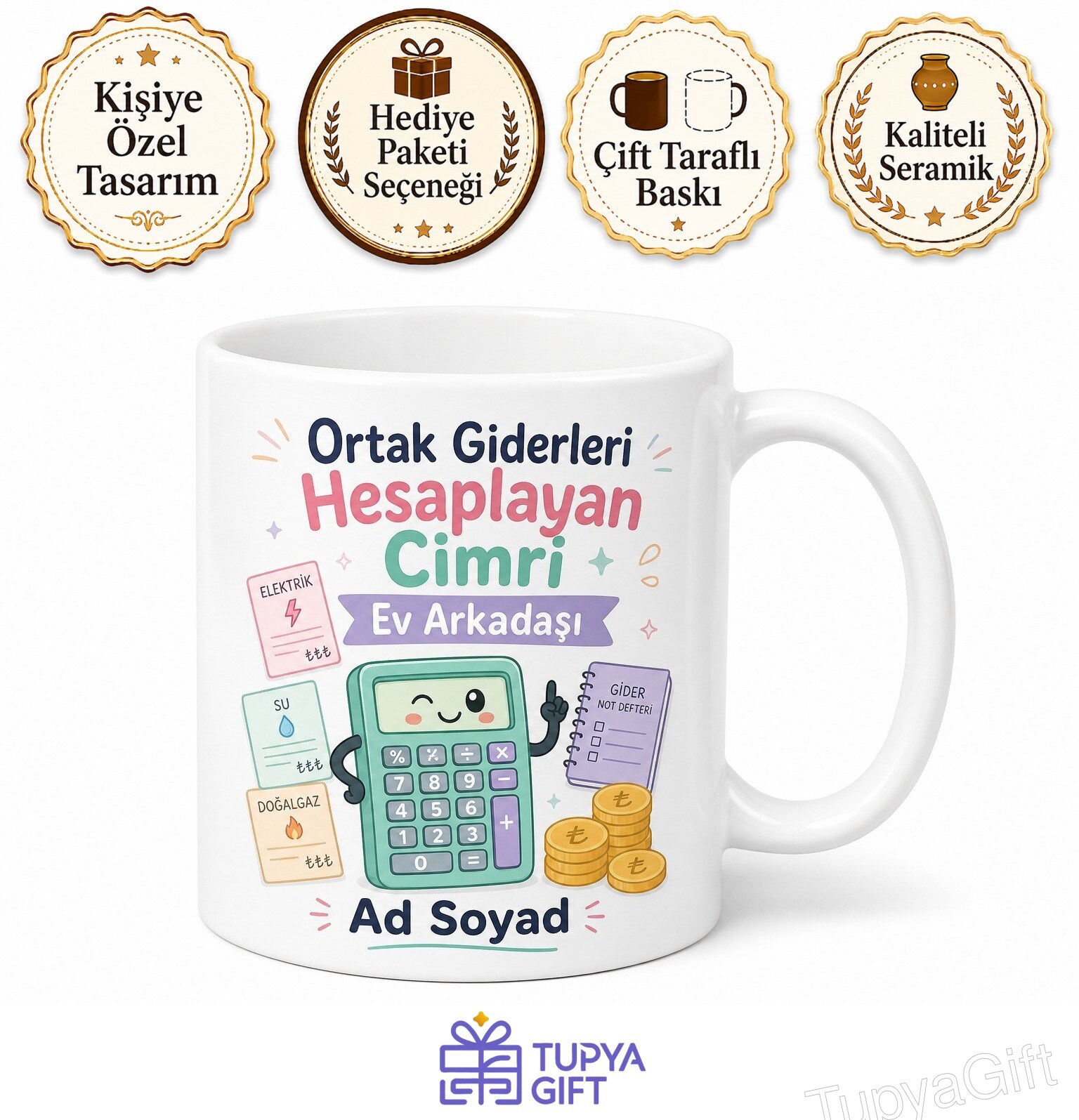 Ortak Giderleri Hesaplayan Cimri Ev Arkadaşı Çay Kupası Komik Hediye Bardak
