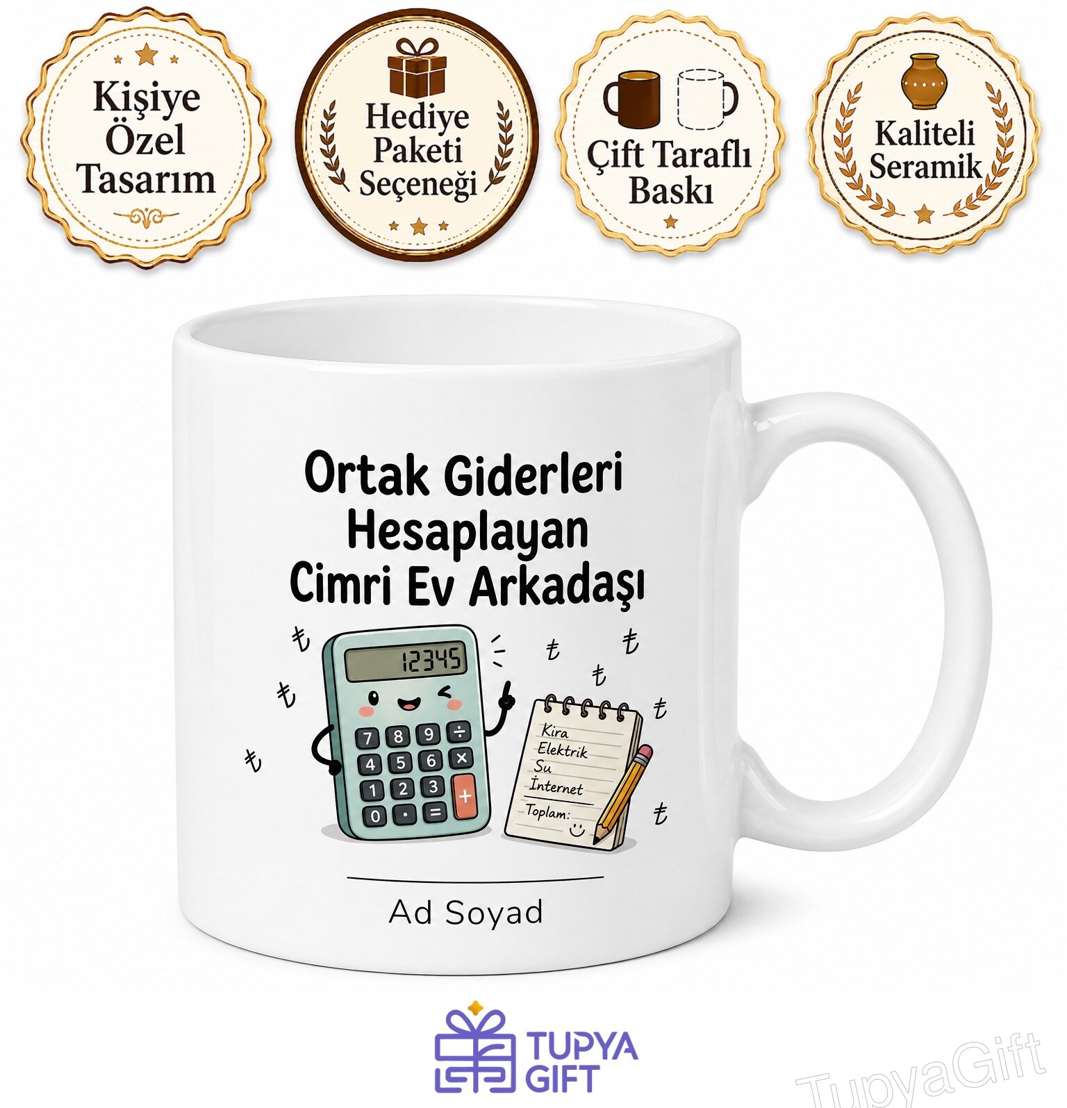 Ortak Giderleri Hesaplayan Cimri Ev Arkadaşı Çay Kupası Komik Hediye Bardak