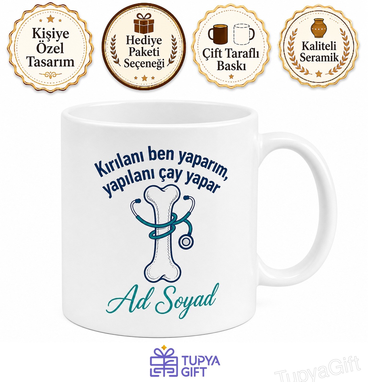 Ortopedi Uzmanı Esprili Kupa Bardak Kemik Doktoru Hediye Baskılı Porselen Mug