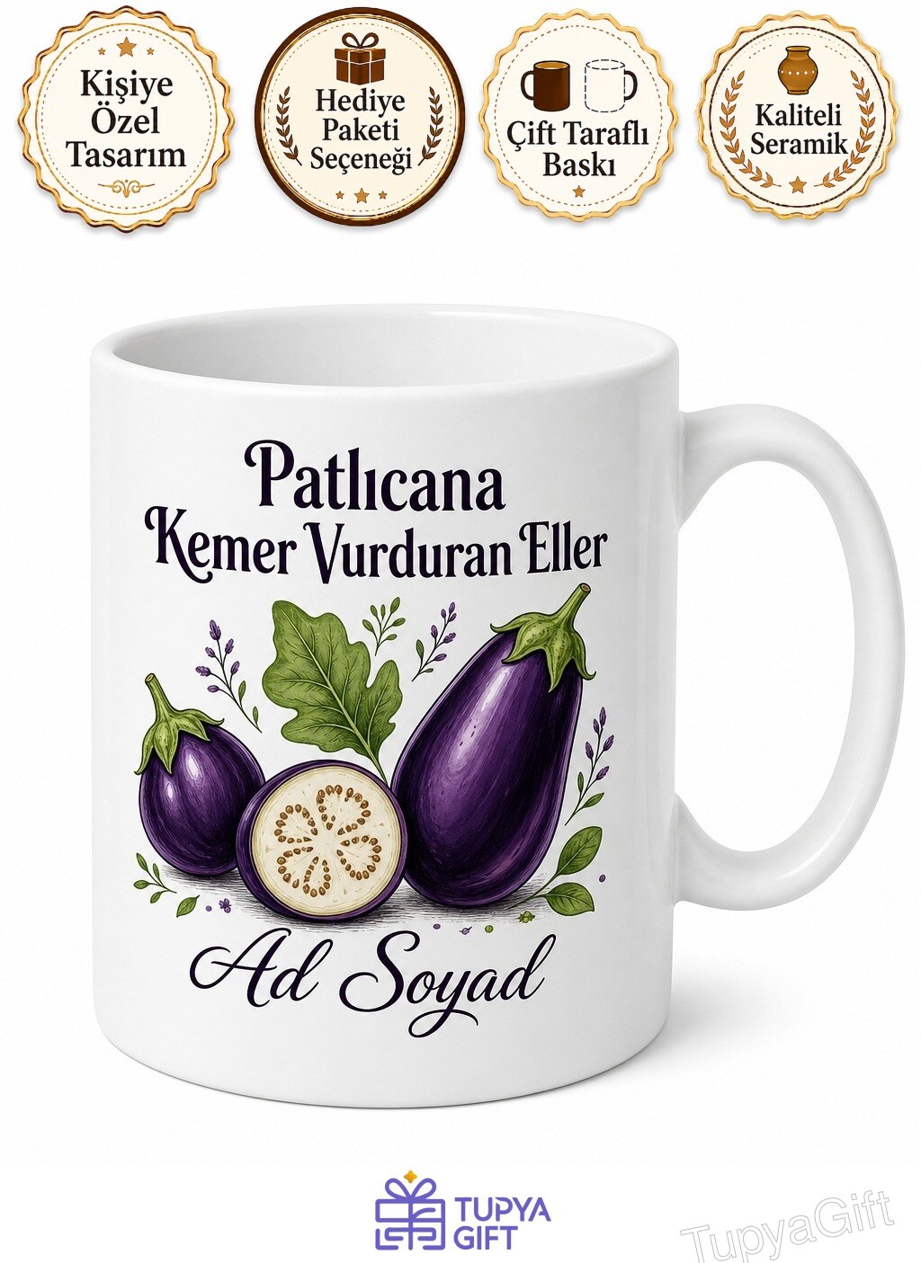 Patlıcan Kullananlara Kemer Patlıcan Bostan Musakkalık Patlıcan Kupa Bardak Hediye