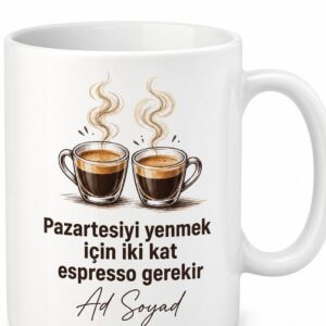 Pazartesi Sendromuna Karşı Espresso Kahve Kupası Komik Hediye Baskılı Kupa Bardak