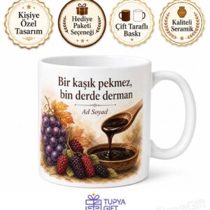 Pekmez Kullananlara Özel Kupa Üzüm Dut Pekmezi Kan Yapıcı Kış Enerjisi Hediye Bardak