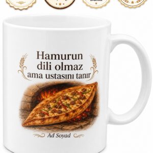 Pideciye Hediye Kıymalı Pide Karadeniz Pidesi Temalı Odun Ateşi Baskılı Kupa Bardak