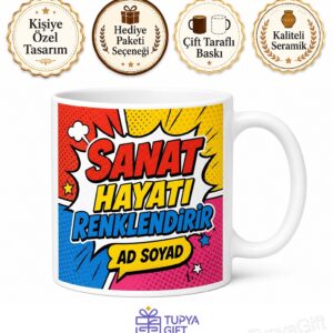 Pop Art Sanatı Sevenlere Renkli Çizgi Roman Pop Art Akımı Kupa Bardak Hediye