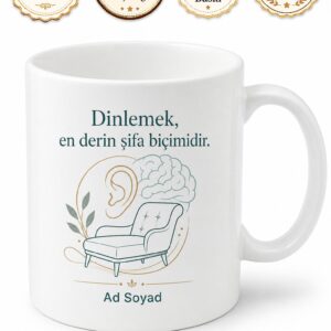 Psikolog Divan Dinleyen Kulak Ruh Terapisi Farkındalık Kupa Bardak Hediye