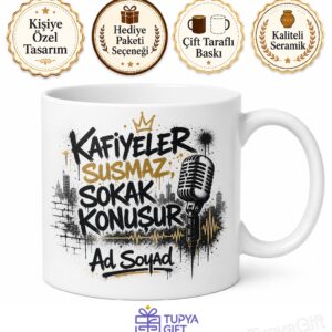 Rap Dinleyenlere Sokak Tarzı Kafiye Ustası Türkçe Rap Kültürü Baskılı Kupa Hediye Bardak