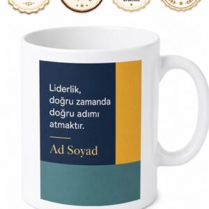 Renk Blokları Tasarımlı Modern İsimli Yönetici Hediye Kupa Bardak