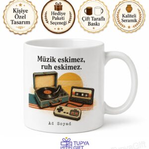 Retro Sevenlere Pikap Atari Kaset 90lar Ruhu Tasarım Porselen Kupa Bardak Hediye
