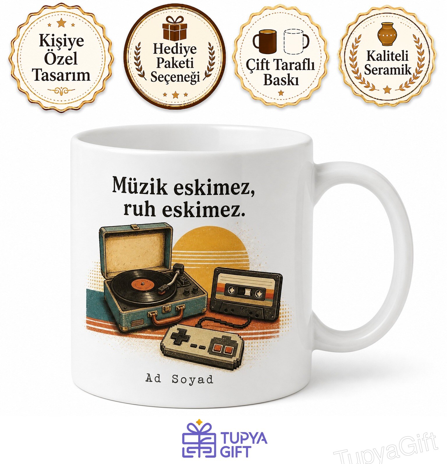 Retro Sevenlere Pikap Atari Kaset 90lar Ruhu Tasarım Porselen Kupa Bardak Hediye