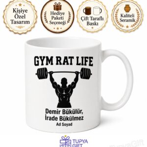 Gym Rat Life Temalı Spor Salonu Faresi Hayatı İngilizce Kupa Bardak Hediye