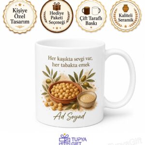 Humus Yapan Annelere Tahinli Nohut Ezmesi Ortadoğu Lezzeti Kupa Bardak Hediye
