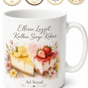 Cheesecake Yapan Anneye Limonlu Çilekli Cheesecake Temalı Kupa Bardak Hediye