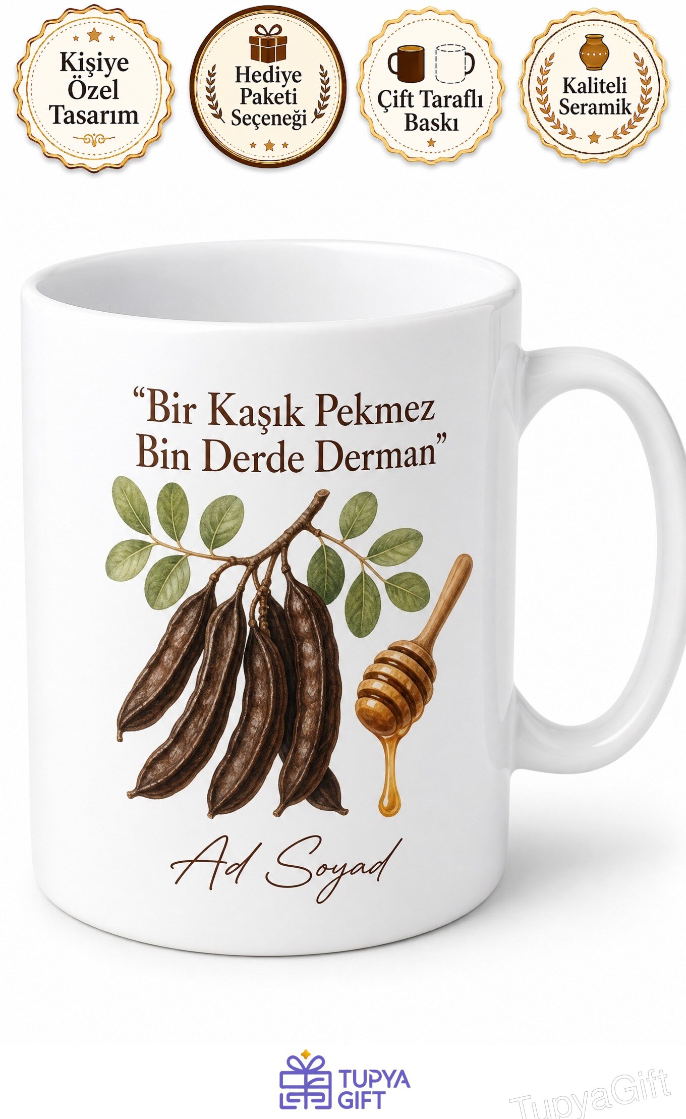 Pekmez Yedirenlere Keçiboynuzu Pekmezi Kan Yapıcı Doğal Tatlandırıcı Kupa Hediye Bardak