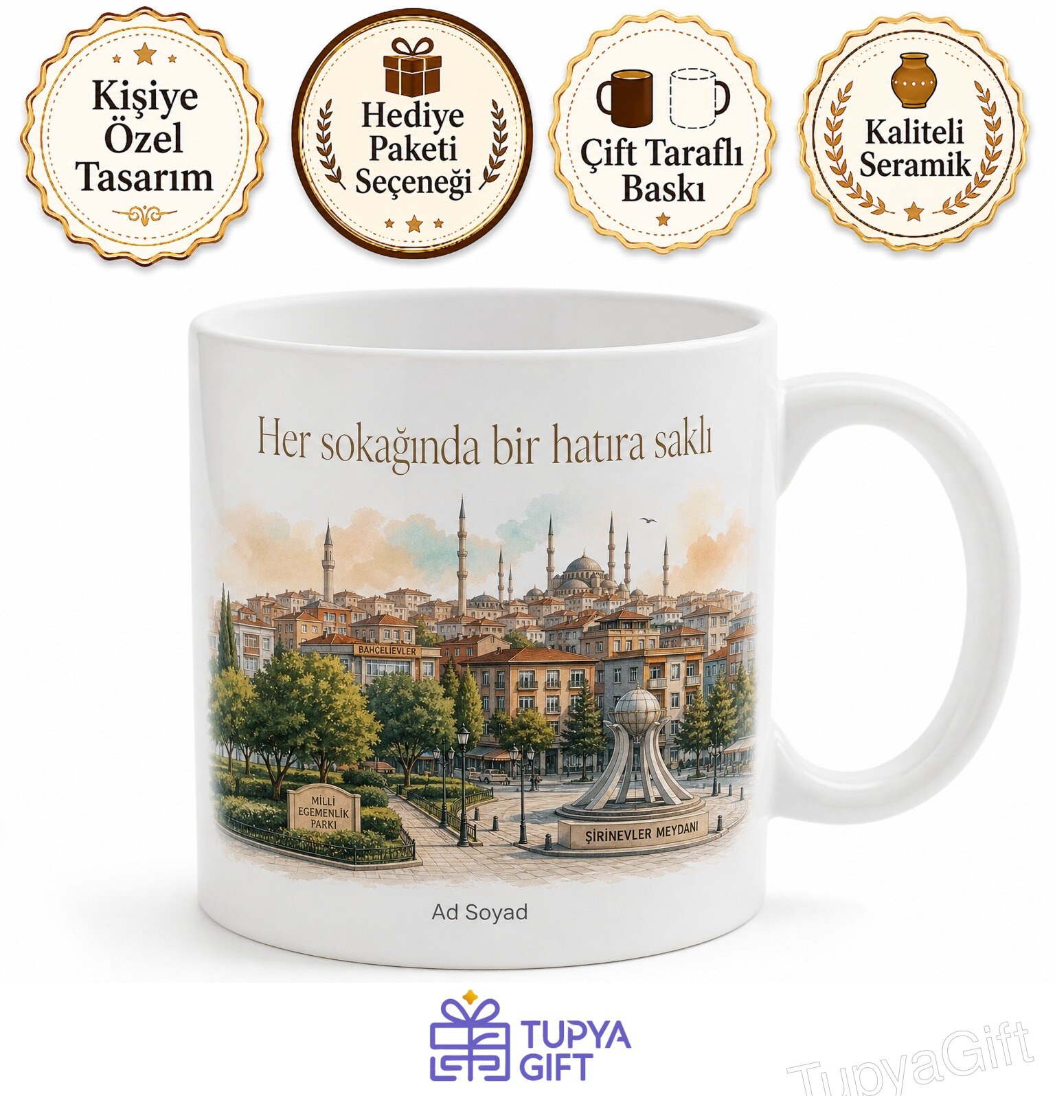 İstanbul Bahçelievler Milli Egemenlik Parkı Şirinevler Meydanı Şehir Hatırası Kupa Bardak Hediye