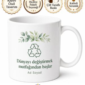 Sıfır Atık Mutfak Çöpsüz Yaşam Kupa Bardak Hediye Porselen Kupa