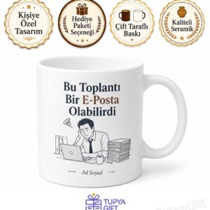 Toplantı Ayarlayalım Diyen Beyaz Yakalı Esprili Kahve Kupası Hediye Bardak