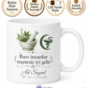 İlaç Gibi Gelen Eczacı Arkadaşa İsim Yazılı Hediye Seramik Kupa Bardak