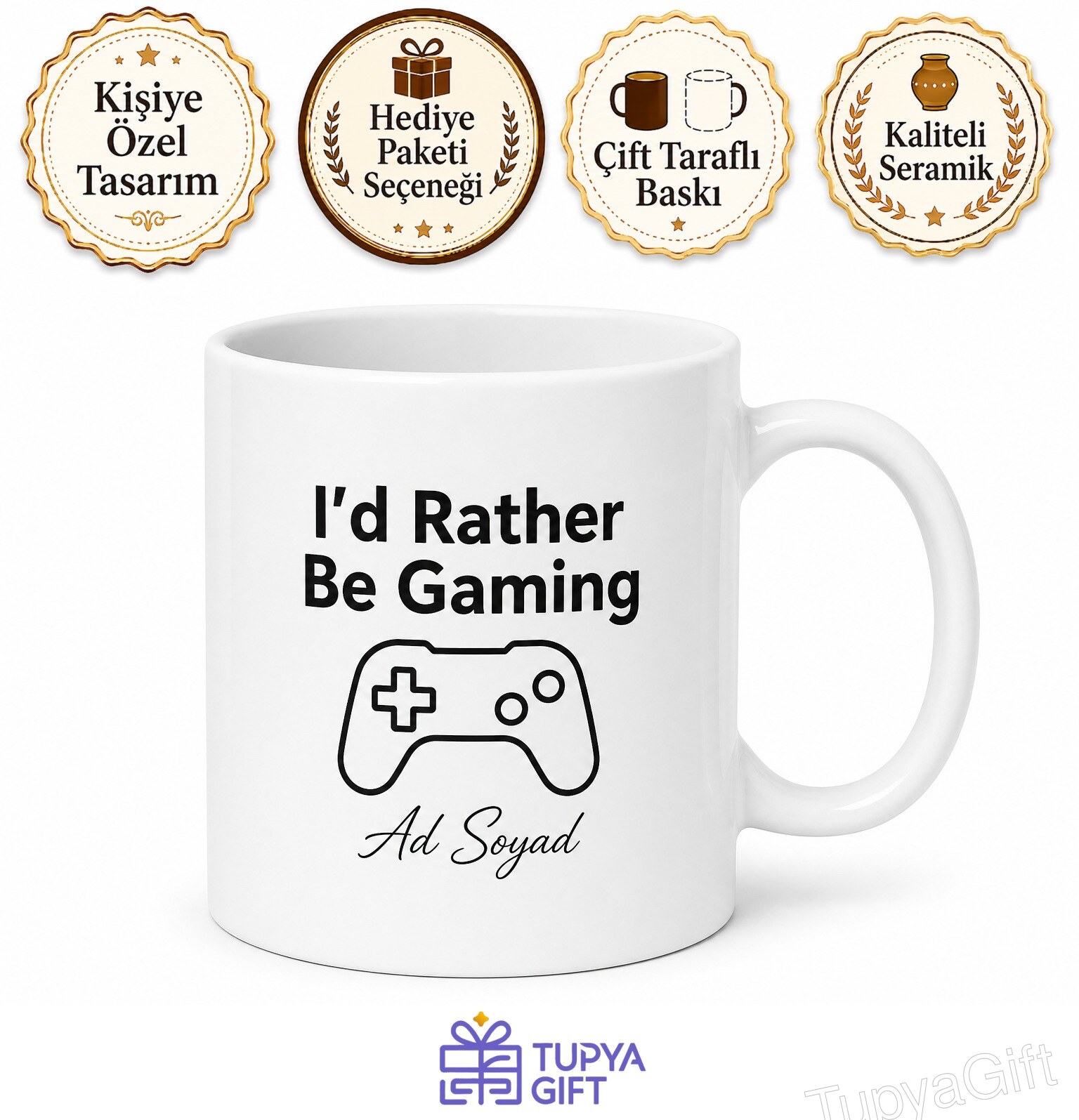 I'd Rather Be Gaming Temalı Oyun Oynamayı Tercih Ederim İngilizce Kahve Kupası Hediye