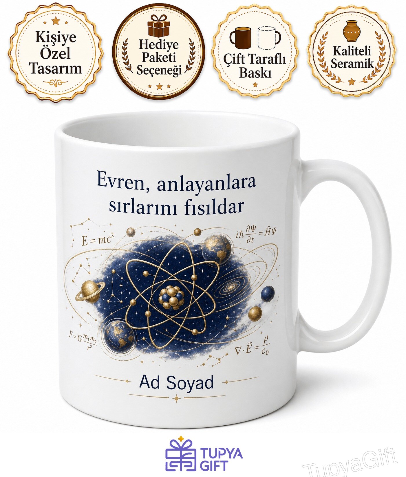 Evrenin Sırlarını Çözen Fizikçi Özel Tasarım Hediye Seramik Kupa Bardak