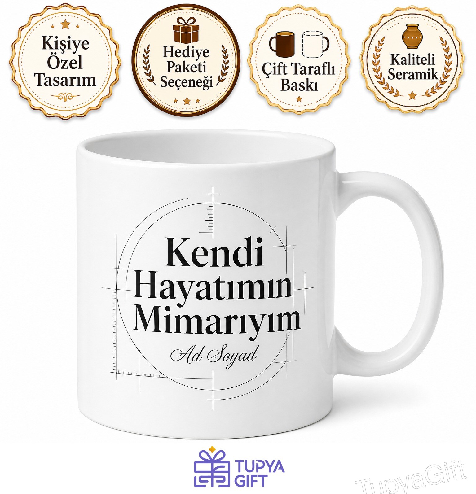 Architect Of My Own Life Yazılı Kendi Hayatımın Mimarıyım İngilizce Kupa Bardak Hediye