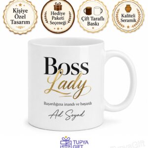 Boss Lady Baskılı Patron Kadın İngilizce Kupa Bardak Hediye Ofis Mug