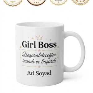 Girl Boss Yazılı Kız Patron İngilizce Kupa Bardak Motivasyon Hediye
