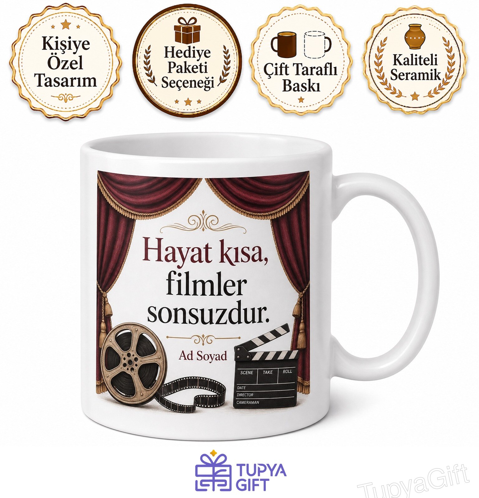 Dünya Sinema Günü Hediye Kupa Büyülü Perde Hayranlarına Özel Tasarım Bardak