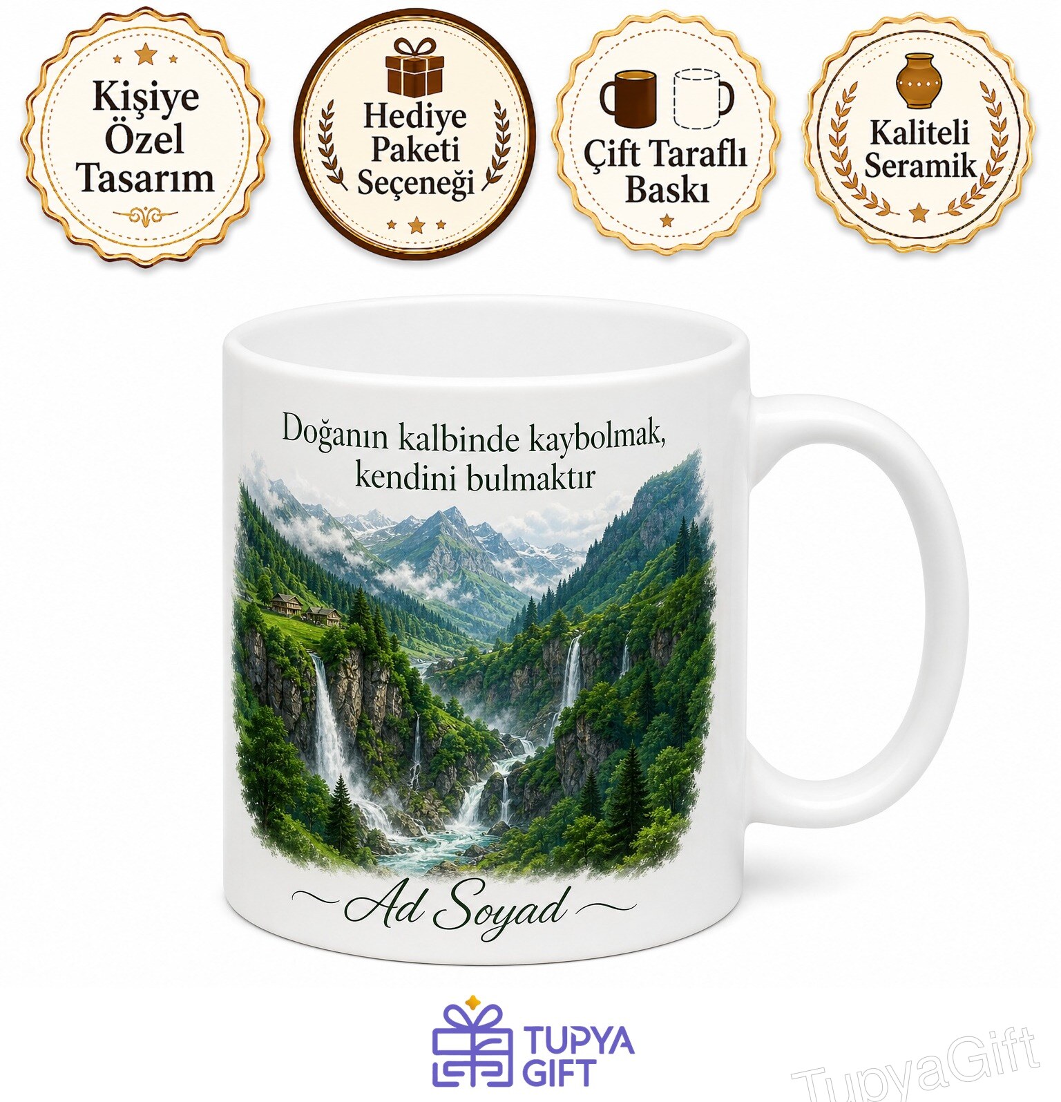 Ordu Çamaş Şelaleleri Kanyonları Karadeniz Doğası Keşif Ruhu Baskılı Porselen Kupa Hediye Bardak